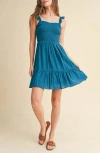 Wishlist Smocked Ruffle Minidress In Burgundy