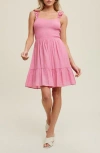 Wishlist Smocked Ruffle Minidress In Purple