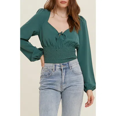 Wishlist Smocked Waist Top In Green