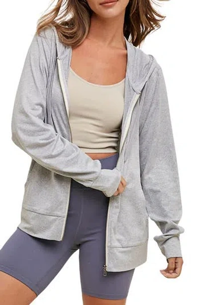 Wishlist Soft Athletic Zip Hoodie In Gray