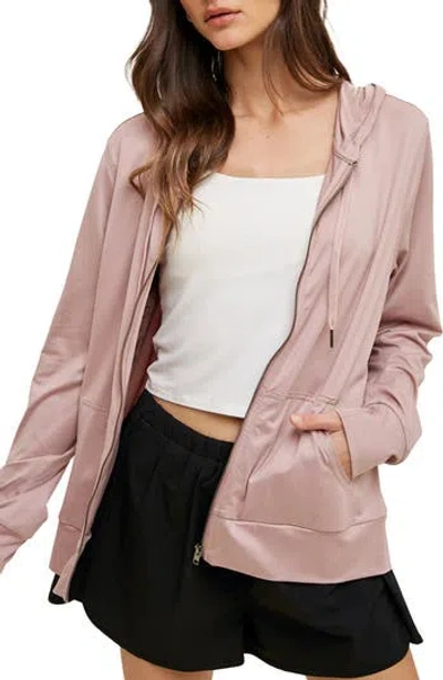 Wishlist Soft Athletic Zip Hoodie In Brown