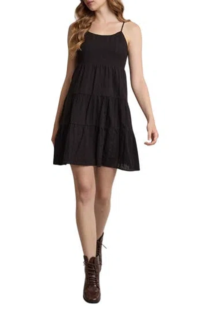 Wishlist Spaghetti Strap Cotton Minidress In Black