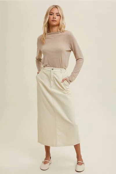 Wishlist Split Second Corduroy Midi Skirt In Cream In Neutral
