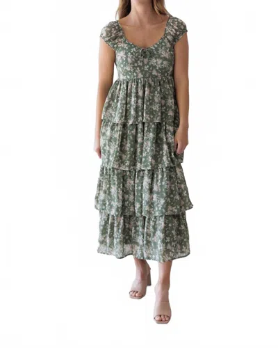 Wishlist Stephanie Dress In Olive Combo In Gray