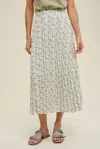 Wishlist Floral Buttoned Detail Midi Skirt In Cream In Multi