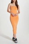 Wishlist Strapless Knit Maxidress In Apricot Crush