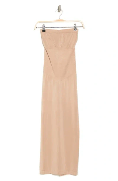 Wishlist Strapless Knit Maxidress In Light Taupe