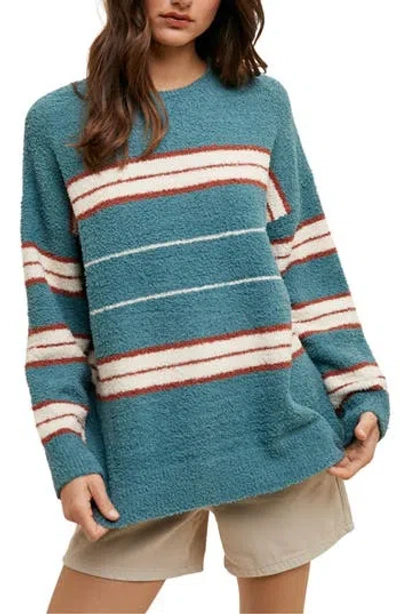 Wishlist Stripe Brushed Knit Sweater In Green