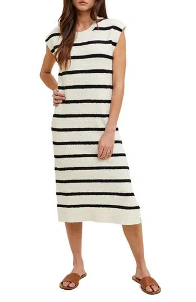 Wishlist Stripe Cap Sleeve Midi Sweater Dress In Multi