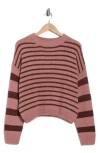 Wishlist Stripe Chenille Pullover Sweater In Pink