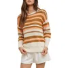 Wishlist Stripe Crewneck Sweater In Camel Combo