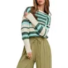 Wishlist Stripe Crewneck Sweater In T Green Combo