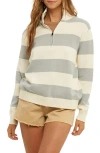 Wishlist Stripe Half-zip Pullover Sweater In Ivory/medium Blue