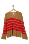 Wishlist Stripe Long Sleeve Sweater In Brown