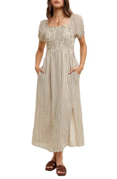 Wishlist Stripe Short Sleeve Midi Dress In Multi