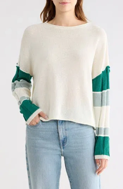 Wishlist Stripe Sleeve Sweater In Multi