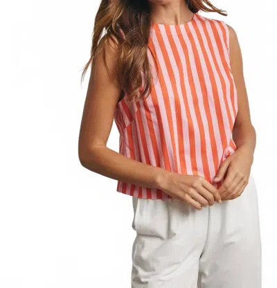 Wishlist Stripe Sleeveless Top In Orange In Red