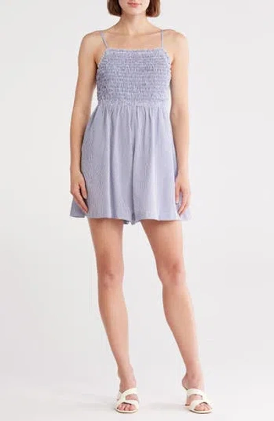 Wishlist Stripe Smocked Romper In Purple