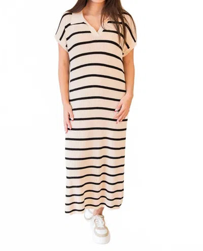 Wishlist Stripe Sweater Dress In Taupe/black In Neutral