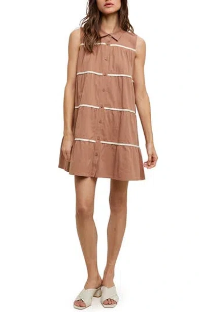 Wishlist Stripe Tiered Mini Shirtdress In Multi