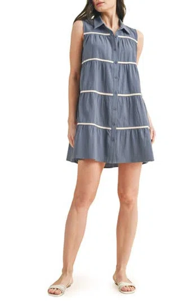 Wishlist Stripe Tiered Mini Shirtdress In Multi