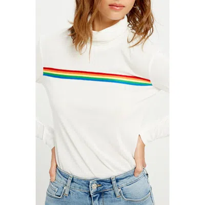 Wishlist Stripe Turtleneck Top In White
