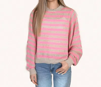 Wishlist Striped Batwing Sleeve Sweater In Punch/oatmeal In Multi