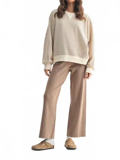 Wishlist Striped Contrast Knit Pullover In Camel Ecru In Gray