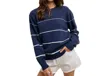 Wishlist Striped Lightweight Sweater In Navy/white