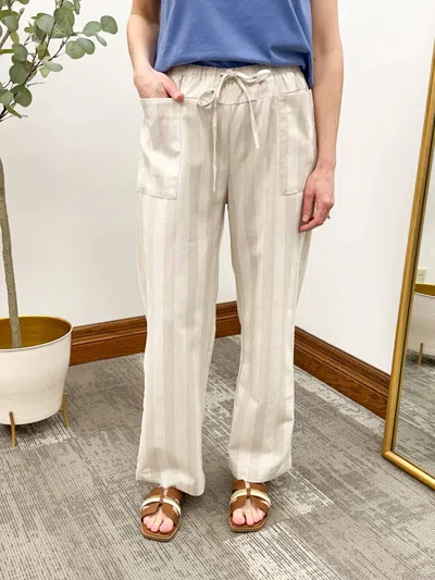 Wishlist Striped Linen Pants In Neutral In Multi