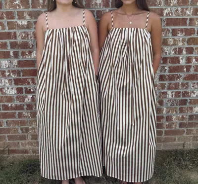 Wishlist Striped Midi Dress In Mocha In Neutral