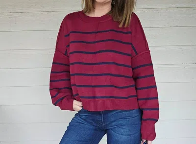 Wishlist Striped Sweater In Maroon In Multi
