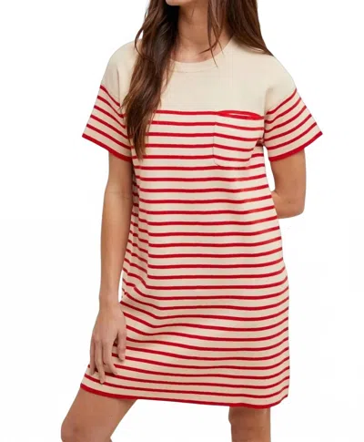 Wishlist Striped Sweater Mini Dress In Ecru/poppy In Multi
