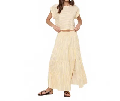 Wishlist Striped Top And Midi Skirt Set In Daisy White In Neutral