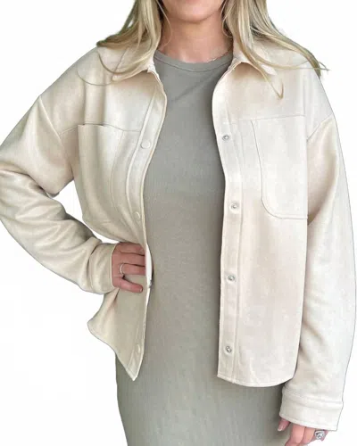 Wishlist Suede Button Down Shacket In Taupe In Neutral