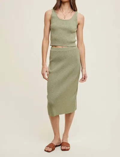 Wishlist Sweater Skirt Set In Sage In Green