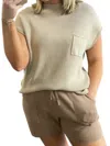 Wishlist Sweater Top & Shorts Set In Shell/mocha In Multi