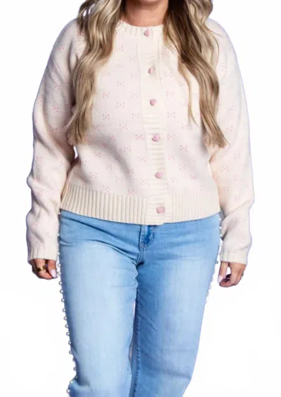 Wishlist Sweetheart Cardigan In Cream In Blue