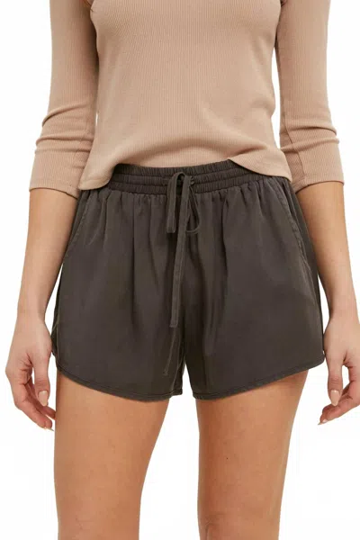 Wishlist Tencel Drawstring Shorts In Charcoal In Black