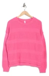 Wishlist Texture Stripe Pullover Sweater In Pink