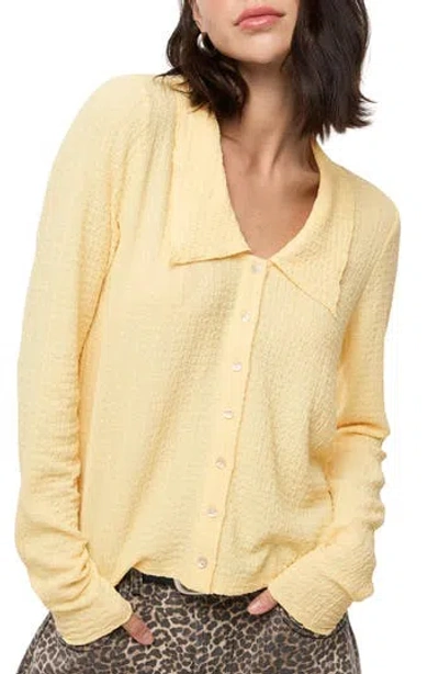 Wishlist Textured Button-up Knit Top In Daisy
