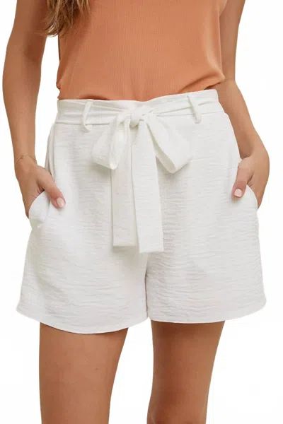 Wishlist Textured Front Self Tie Shorts In White