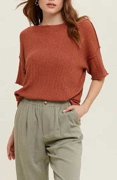 Wishlist Textured Knit Top In Brown