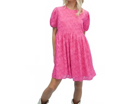 Wishlist Textured Short Babydoll Dress In Hot Pink