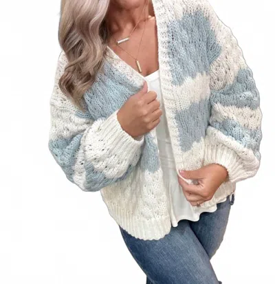 Wishlist Textured Striped Cardigan In Sage In Blue