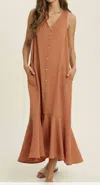 Wishlist Textured Sun Dress In Burnt Orange In Brown