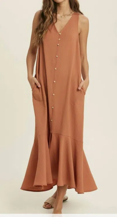 Wishlist Textured Sun Dress In Burnt Orange In Brown
