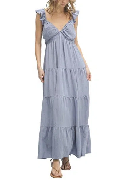 Wishlist Textured Tiered Maxi Dress In Blue