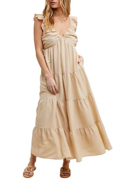 Wishlist Textured Tiered Maxi Dress In Gold