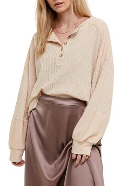 Wishlist Thermal Henley Pullover In Brown